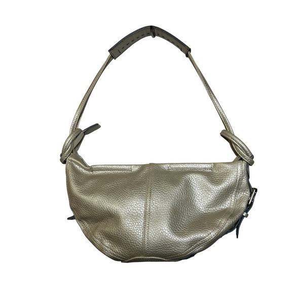 Liz Claiborne Shoulder Bag Metallic Gold Pebbled Leather Hobo Style Y2K - Picture 13 of 14